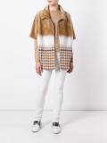 checked detail zipped coat