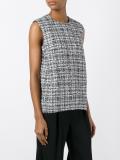 sleeveless tweed check blouse