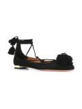 pompom lace-up ballerinas