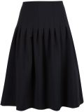 pleated knee length skirt