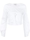 cropped ruffle sleeved top