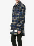 diagonal spray print check shirt 