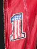 distressed logo jacket