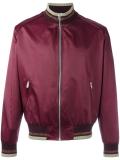 metallic striped trim bomber jacket