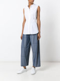 plaid wide-legged cropped trousers