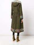 faux fur hooded embroidered coat