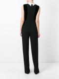 layered velvet patch jumpsuit