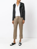 piped trim cropped trousers