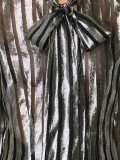 striped pussy-bow neck blouse 