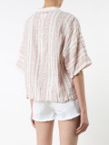 collarless striped henley shirt