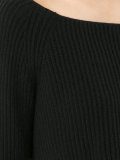 long sleeve cropped rib knit sweater