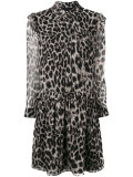 ruffle detail animal print dress