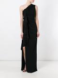 gathered one shoulder gown