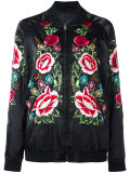 rose embroidered bomber jacket