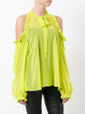 cold shoulder ruffle trim shirt