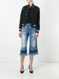 crystal embellished cropped raw jeans