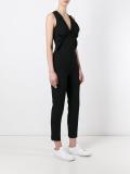 ruffled detail V-neck jumpsuit