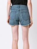 embroidered feather denim shorts