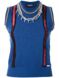 embellished suspender chain vest