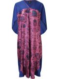 abstract print pleated midi dress
