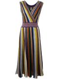striped v-neck dress