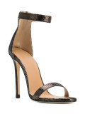 metallic ankle strap sandals