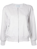 collarless bomber jacket