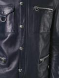 press stud leather jacket