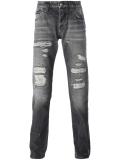 distressed straight-leg jeans