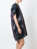 花卉条纹印花直筒连衣裙