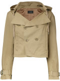 hooded cropped trench jacket