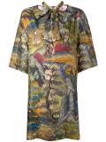 forest print shift dress