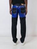 contrast back panel straight leg jeans