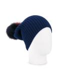 two-tone fur pom pom beanie