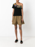 embroidered one shoulder top