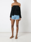 pompom denim shorts