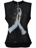 mesh overlay sleeveless top