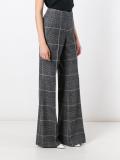 checked flared trousers