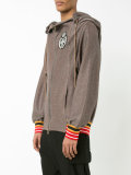 striped detail zipped hoody