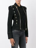 zipped shoulder pad jacket
