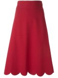 ruffled hem midi skirt