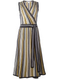 wrap front striped dress