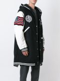 varsity style patched coat 