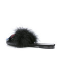 triple bow feathered mules