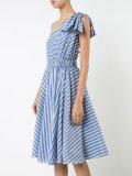 single shoulder flared dress