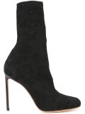 perforated detail mid-calf boots