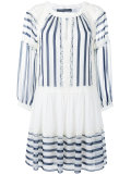 lace trim striped flared dress