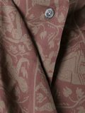 damask print pleated back blouse