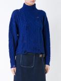 distressed cable knit jumper