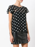 star print sheer blouse